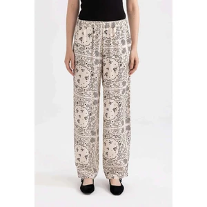 Regular Fit Şal Desenli Viskon Plaj Pantolonu-Fall in Love C3159AX24SM