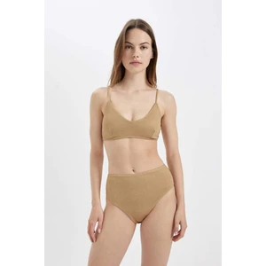Regular Fit Parlak Kumaş Yüksek Bel Bikini Altı-Fall in Love C3180AX24SM