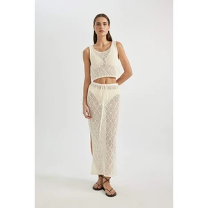 Regular Fit Ajurlu Triko Maxi Plaj Eteği-Fall in Love B6888AX24SM