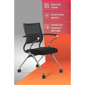 Ergolife Sit Air Toplantı Sandalyesi | Tekerlekli, Fileli, Siyah, Çalışma Koltuğu -572.5F.1.662