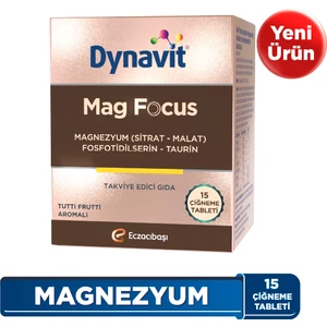 Mag Focus 15 Çiğneme Tableti- Magnezyum Malat, Magnezyum Sitrat, Fosfotidilserin, Taurin