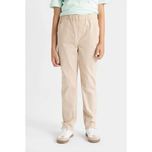 Erkek Çocuk Düz Paça Beli Lastikli Cepli Bej Basic Düz Gabardin Okul Pantolonu T8850A624AU