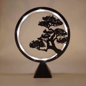 Desenli LED Işıklı Modern Dekoratif Aydınlatma Çember Ring Gece Lambası