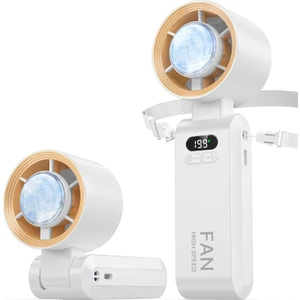 Taşınabilir Buz Soğutuculu El Tipi Fan, 5500MAH Şarjlı Mini Fan [20000 Rpm], 1-100 Hız Seçeneği, 20 Saat Soğutma Süresi, Boyun Askılı Masaüstü Fan