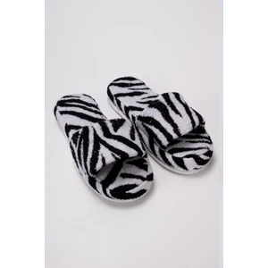 Ender Home Zebra Desen Havlu Terlik Kaymaz Kalın Taban