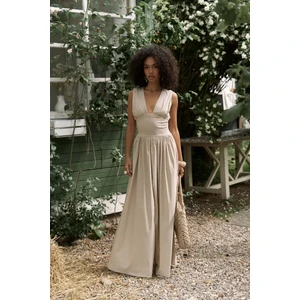 Emilia Korse Detay Taş Uzun Elbise