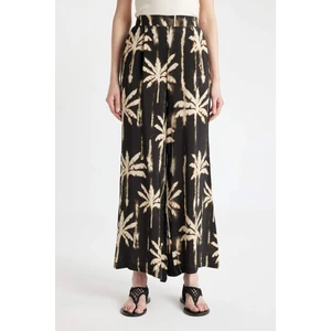 Maroken Kumaş Pantolon Culotte Desenli Beli Lastikli Geniş Paça Uzun Boy C9118AX24SM