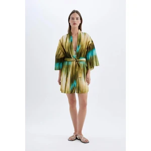 Desenli Pamuklu Kimono-Fall in Love D0453AX24SM