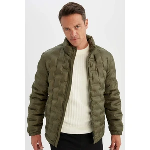 Haki Su İtici Şişme Mont Slim Fit Dar Kesim Dik Yaka Fermuarlı Cepli Kapitone D1234AX24WN