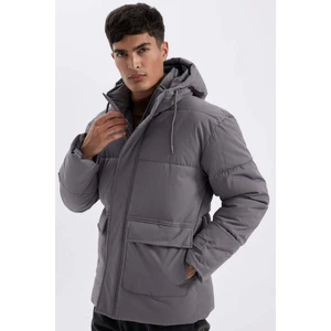 Slim Fit Dar Kesim Şişme Mont Kapüşonlu Fermuarlı Çift Cepli A3489AX24WN