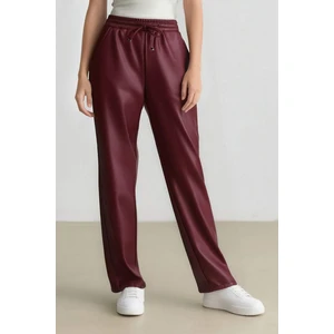 Jogger Cepli Yüksek Bel Standart Paça Suni Deri Pantolon V8072AZ24WN