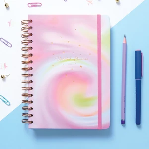 A5 Spiralli Süresiz Renkli Planlayıcı Ajanda Motivasyon Sayfalı Soyut