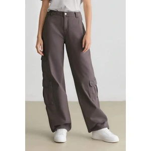 Straight Fit Gabardin Pantolon Kargo Cepli Normal Bel Düz Paça D3762AX24AU