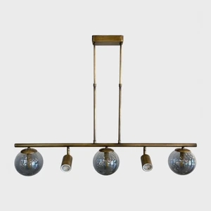 Füme Cam ve Spot Işıklı Eskitme 5'li Avize