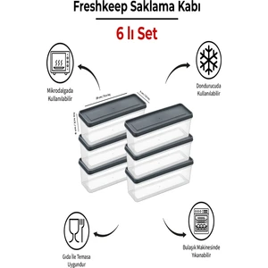6'lı Saklama Kabı 1,3 Litre Derin Dondurucu Mikrodalga Uyumlu