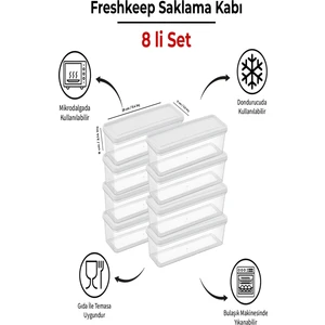 8'li Saklama Kabı 1,3 Litre Derin Dondurucu Mikrodalga Uyumlu