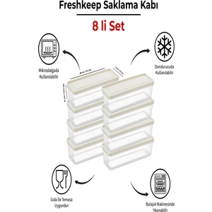 8'li Saklama Kabı 1,3 Litre Derin Dondurucu Mikrodalga Uyumlu