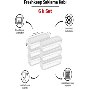 6'lı Saklama Kabı 1,3 Litre Derin Dondurucu Mikrodalga Uyumlu