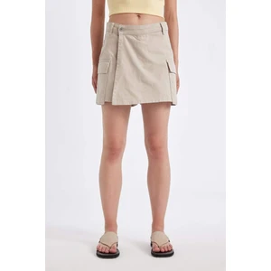 Regular Fit Normal Bel Kargo Cepli Gabardin Şort Etek D4991AX24AU