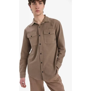 %100 Pamuk Regular Fit Polo Yaka Basic Düz Uzun Kollu Gömlek B2654AX25SP