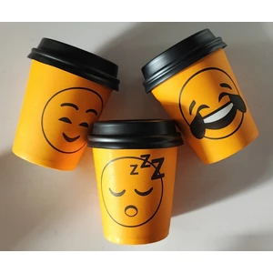 May Cup 7 Oz Karton Bardak 250 Adet Mavi Dama Desen + 250 Adet Bardak Kapağı