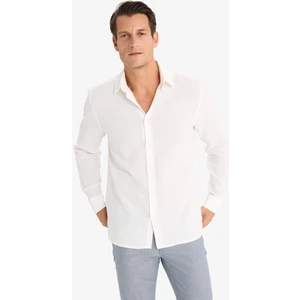 %100 Pamuk Regular Fit İnce Polo Yaka Uzun Kollu Gömlek D7394AX25SP
