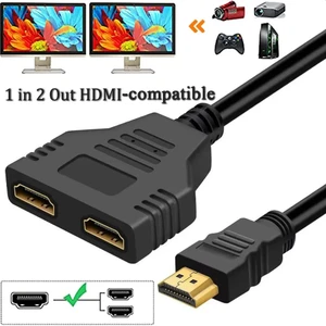 HDMI Splitter Adaptör Kablosu 1 Erkek Çift HDMI Uyumlu 2 Yollu Kadın 4K 3D Y Splitter Kablosu Dizüstü Tv Monitörü 1080 P