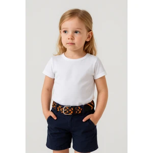 Elastik Örgü Çocuk Kemeri Turuncu-Siyah-Mavi