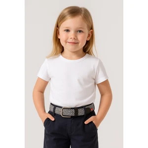 Elastik Örgü Çocuk Kemeri Gri-Beyaz