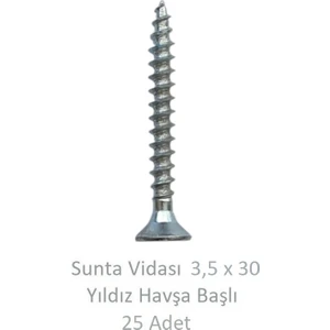 Sunta Vidası 3,5 x 30 mm 25 Adet Yhb Vida