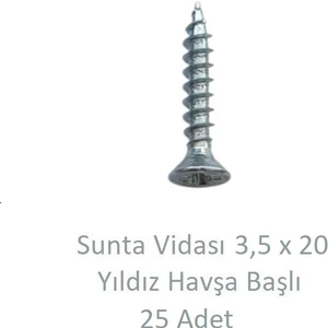 Sunta Vidası 3,5 x 20 mm 25 Adet Yhb Vida