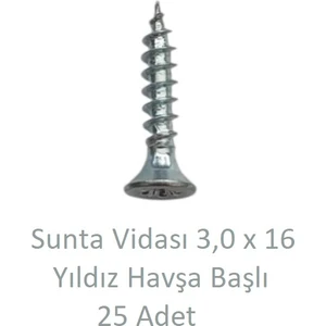 Sunta Vidası 3,0 x 16 mm 25 Adet Yhb Vida