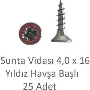 Sunta Vidası 4,0 x 16 mm 25 Adet Yhb Vida
