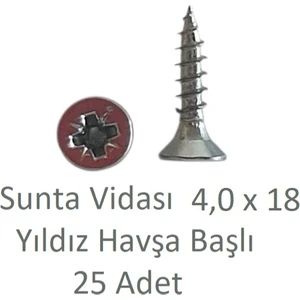 Sunta Vidası 4,0 x 18 mm 25 Adet Yhb Vida