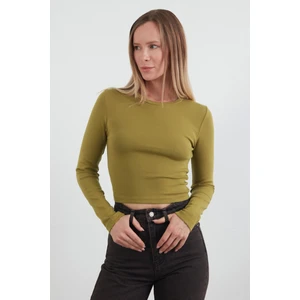Basic Bisiklet Yaka Uzun Kollu Crop Body