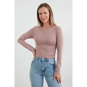 Basic Bisiklet Yaka Uzun Kollu Crop Body