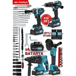 4'lü Set Kırıcı Delici 26 mm Hilti 115 mm Taşlama 400 Nm Somun Sökme 13MM Matkap Kömürsüz Set