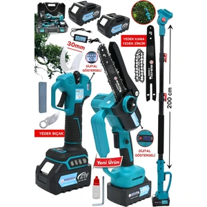 21V 3A Kömürsüz Dijital Göstergeli Dal Budama Testere Makas Teleskopik Uzatma Kolu