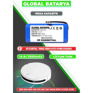 Global Batarya Xiaomi Mi Vacuum Mop G1 2in1 Essential Robot Süpürge Bataryası 14.4V 3500MAH Pil (Mega Kapasite)