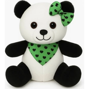 Polly Toys Yeşil Tokalı Peluş Panda - 35 cm