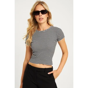 Kadın Siyah-Beyaz Çizgili Bluz XL2005