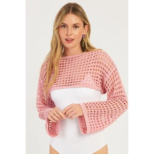 Kadın Pembe Ajurlu Bolero YV115