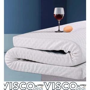 Visco Ortopedik Uyku Pedi,yatak Koruyucusu,yer Yatağı 7 cm Kalınlığında,2 Adet Yastık Kılıfı Hediyeli