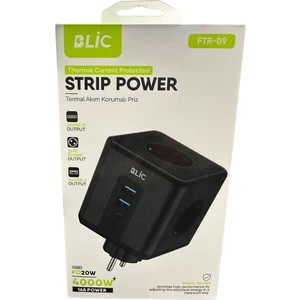 Rose Teknoloji 2 USB / 1 Type-C / 3 Priz Çıkışlı Çocuk Koruma 4000W 16A Pd 20W Termal Akım Korumalı Duvar Tipi Küp Priz