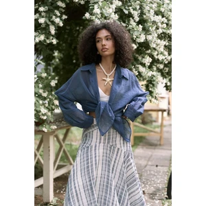 Syaritta Oversize Indigo Transparan Gömlek