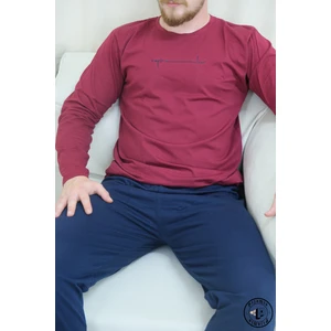 Kırmızı Lacivert Uzun Kol Erkek Pijama Takımı
