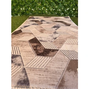 Konforsa Geometrik Desenli Modern Halı - Kahve Gri Tonları - Özel Ölçü Seçenekli