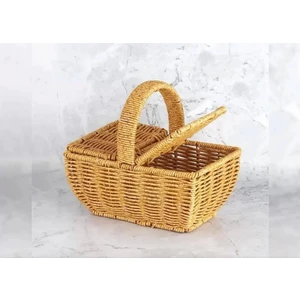 Sepet Rattan Kulplu Hasır Kare