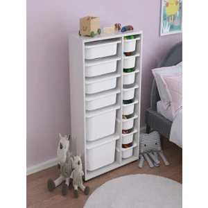 Rine 14 Sepetli 6 Kapaklı Çok Amaçlı Oyuncak Dolabı Beyaz 2D4K8U