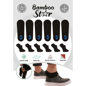 Bambu Erkek Sneaker Siyah Çorap Dikişsiz Görünmez Bilekte Görünmez Spor Çorap Premium 6'lı Paket